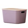 PAPABA Storage Box with Lid and Handle Organizer Stackable Container for Kitchen Bedroom Bathroom Dormitory 9.17 inch and 13.46 inch Clear Plastic Bins Set Purple M