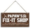 Papaw's Fix-It Shop If It Ain't Broke, Don't Fix It. But If It Is Broke, Take It To Papaw! Wood Decor Sign, Hanging Printed Wooden Plaque Decor, Rustic Home Decor Sign, Gift for Grandpa 12x6