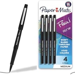 Paper Mate Flair Felt Tip Pens, Medium Point (0.7mm), Black, (Pack of 8)