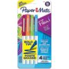 Paper Mate® Flair Porous Point Bold Tip Pens, 1.2 mm, White Barrel, Assorted Ink Colors, Pack of 4 Pens