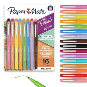 Paper Mate Flair Sunday Brunch Scented Felt Tip Pens, Medium Point (0.7mm), 16 Count - For Journaling, Writing, Note-Taking, Fun Teacher Supplies