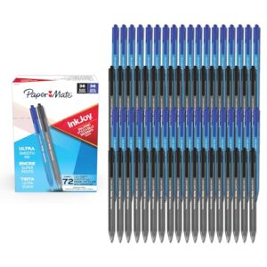 Paper Mate InkJoy 100RT Ballpoint Pens, Medium Point (1.0mm), Black & Blue Ink, 72 Count - Bulk Pack for School, Home, Office, College, Note-Taking