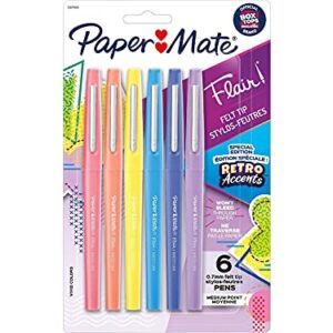Paper Mate, PAP2097888, Flair Medium Point Pens, Multicolored, 6 / Pack