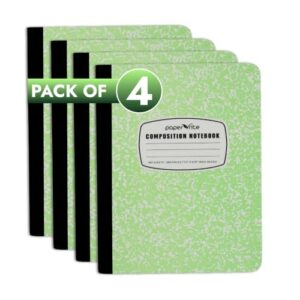 Paper Rite Assorted Marble Composition Notebook Wide Ruled (9.75x7.5 in), 100 Sheets | 200 Pages | For School, Office, Students, Teachers (4, Green)