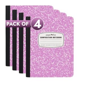 Paper Rite Assorted Marble Composition Notebook Wide Ruled (9.75x7.5 in), 100 Sheets | 200 Pages | For School, Office, Students, Teachers (4, Pink)