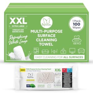 PAPILION Multi-Surface Cleaning Wipes, White Soap Scent, Removes Dirt & Stains, Paraben & SLS-Free, Surface-Safe Formula for Everyday Home, Kitchen & Office Cleaning, Flip-Top Pack, 100 Count