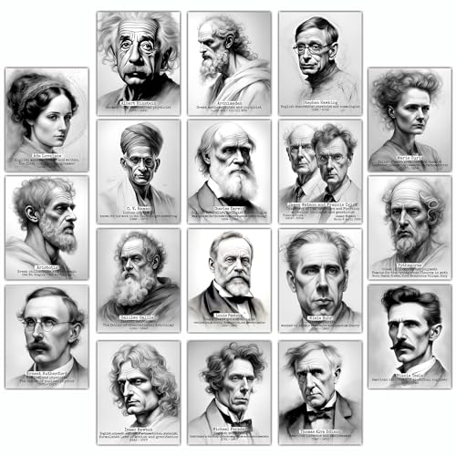 PARTH iMPEX 18Pcs Great Scientist Motivational Inspirational Posters for Classroom - Science Wall Art Aesthetic Pictures Collage for Office Lab Library Study Room Decor - Unframed 8 x 10 Prints