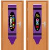 party greeting 2Pcs Back to School Classroom Door Cover Curtain Crayon Classroom Window Decoration Blackout Curtain Window Cover for Kindergarten Nursery School Office Door Decor (Purple Crayon)