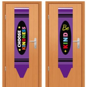 party greeting 2Pcs Back to School Classroom Door Cover Curtain Crayon Classroom Window Decoration Blackout Curtain Window Cover for Kindergarten Nursery School Office Door Decor (Purple Crayon)