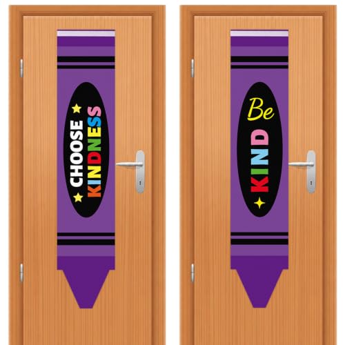 party greeting 2Pcs Back to School Classroom Door Cover Curtain Crayon Classroom Window Decoration Blackout Curtain Window Cover for Kindergarten Nursery School Office Door Decor (Purple Crayon)