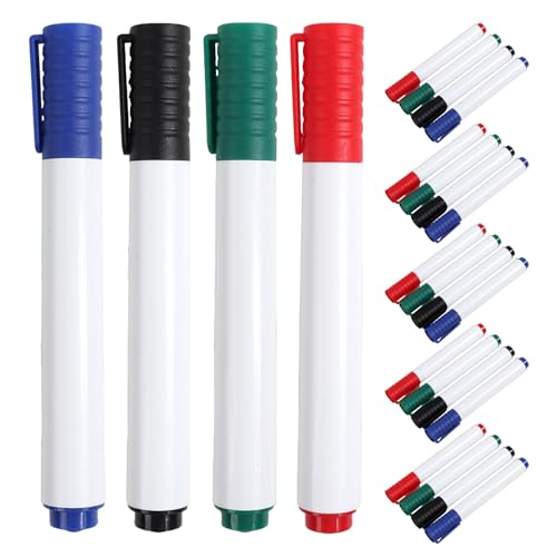PartyKindom 24pcs Liquid Dry Erase Markers for Chalkboards and Whiteboards, 4 Vibrant Colors, Washable Plastic Pens with Sleek Design, Erasable Whiteboard Markers for Teaching and Office Use