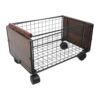 PartyKindom Desk Rolling Library Cart with Wheels Heavy Duty Iron and Wood Frame, High Sided Basket with Pull Rod for Secure Storage of Files and Daily Essentials at Home or Classroom
