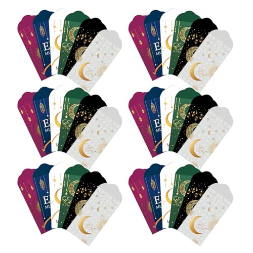 PartyKindom Eid Mubarak Money Envelopes and Tear-resistant Paper 36pcs for Cash Gifts with Festive Design Elements Portable and Convenient and Eid Celebrations for ’ Celebrations