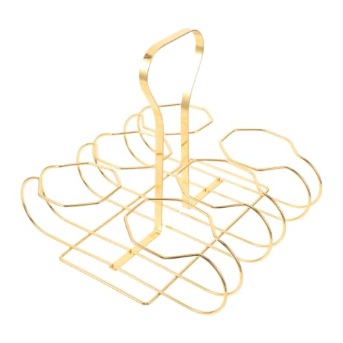 PartyKindom Metal Wine Bottle Carrier 6-Slot Iron Basket with Tip-Resistant Stability and Reusable Design, Portable Gold Metal Wine Rack Caddy for Picnic and Outdoor Beverage Storage