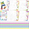 Pasimy 24 Set End of Year Students Gifts from Teacher Have a Colorful Summer Postcards and Crayons Last Day of School Party Favors Coloring Postcard for Kindergarten Preschool Gifts(Cute)