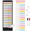 Pasimy Daily Schedule Pocket Chart for Classroom 15+1 Pockets with 31 Double Sided Reusable Cards 2 Magnetic Erasable Pens & Hangers Visual Schedule Chart School Office Home Decor(Black,Pastel)