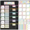Pasimy Small Group Management Pocket Chart with 97 Cards Composition Classroom Jobs Chart Small Group Organizer and Task for Preschool Elementary Middle School Teacher Homeschool Learning Supplies