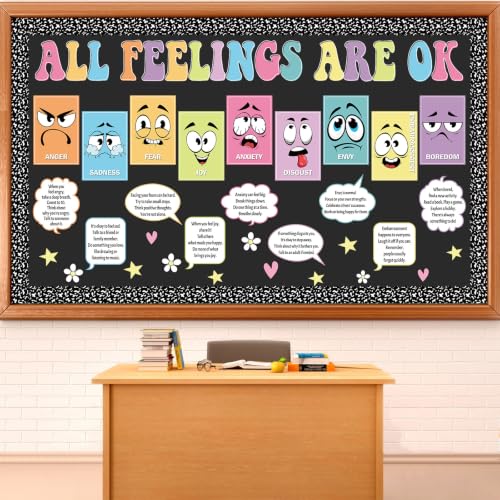 Pastel Composition Mental Health Bulletin Board Decorations All Feelings Are Ok Classroom Decor Back to School Wall Decor Emotion Inspirational Cutout for School Counselor Therapy Calm Corner Supplies