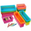 Patelai 16 Pieces Plastic Classroom Storage Baskets Multi-Size Colorful Storage Trays Pencil Marker Crayon Holder Organizer Baskets for Home Classroom Office Supplies