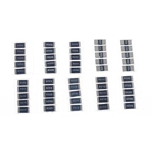 PATIKIL 2512 Surface Mount Device Resistor Kit, 1Set/50Pcs 0.1R-1R Ohm 10 Values 1% Tolerance 1W DIY Chip Resistors Assortment Kit Set for Electronic Products