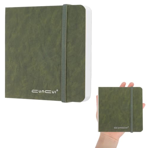 PATIKIL 4.7"x4.7" Mini Watercolor Book, 30 Pages Mini Sketchbook Portable Water Color Journal Tiny Sketch Pad for Painting Acrylic Marker Travel Art Supplies, Crinkle Surface Dark Green