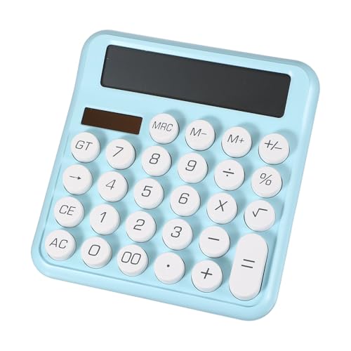 PATIKIL Cute Calculator, Desk Calculator Basic Big Button 12 Digit Large Display Mechanical AAA Battery Solar Power for Office Supplies Girl Female Woman Gift, Blue