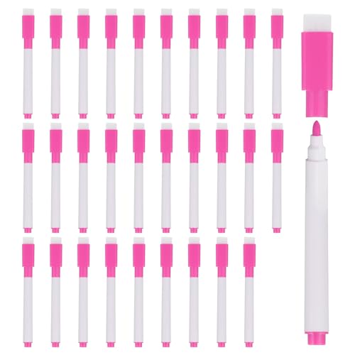 PATIKIL Dry Erase Marker Pens, 60 Pack Rose Red Ink Fine Point Low Odor Whiteboard with Eraser Cap for Office Home Classroom, White Pen Rod