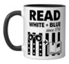Patriotic Bookish 4th Of July Read White Blue Since 1776 Ceramic Mug, Black/White