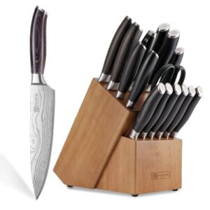 PAUDIN 17 PCS Kitchen Knife Set, Razor Sharp Knife Block Sets, Ideal Gifts