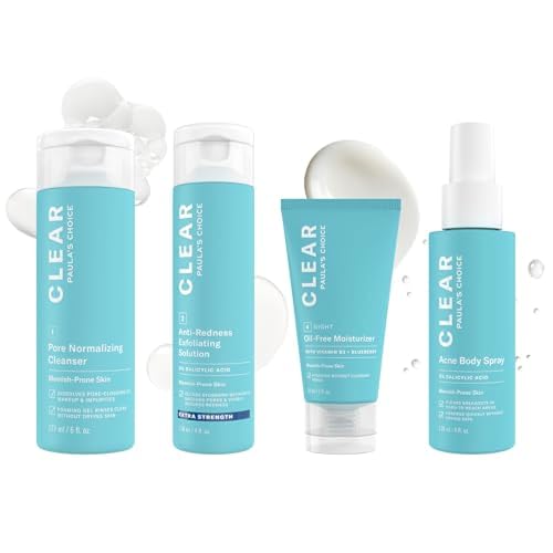 Paula's Choice CLEAR Extra Strength Acne Kit + CLEAR Back & Body Spray, 4-Piece Kit to Treat & Prevent Severe Acne, Salicylic Acid (BHA) for Face & Body Acne and 5% Benzoyl Peroxide Treatment