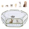 Pawaboo Small Animals Playpen, Waterproof Small Pet Cage Tent with Zippered Cover, Portable Outdoor Yard Fence with 3 Metal Rod for Chick/Kitten/Puppy/Guinea Pig/Rabbits/Hamster, Blue + White Flower