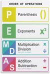 PDKFOM Math Order of Operations PEMDAS Educational Poster 8x12 inch