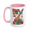 Peaceful Rocket Launch for Science Hobby Fans Ceramic Mug, Pink/White, 15oz