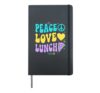 Peace Love Lunch Lady School Women Cafeteria Hardcover Journal, Black