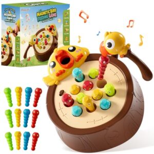 Peaciar Magnetic Bird Feeding Game - Woodpecker Worm Toy, Montessori Bug Hunt Toys for Kids Ages 3-5, Fine Motor Skills and Sensory Toddler Toys, Educational Learning Gift for Boys and Girls