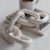 PEAKOLY Wood Chain Link Decor - White Wooden Decorative Objects for Shelves, Coffee Table Sculpture, Book Shelf Accessories, Modern Shelf Decor Accents, Console or Entryway Table Decorations