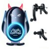 Peanutech Wireless Charging Car Phone Holder, Automatic Clamp Cute Goth Cell Phone Mount, Hands-Free Fast Charger Cradle for Vehicle (Black Demon)