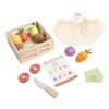 Pearhead Wooden Play Food Set – 21-Piece Pretend Kitchen Toy, Cutting Fruits & Veggies, FSC-Certified, Farmers Market with Play Money, Mesh Bag & Storage Crate, Boys and Girls, 2 3 4 Year Old