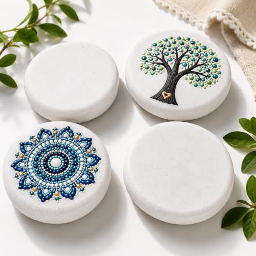 Pebblonia 4 Rocks for Painting, Large 4 Inch Approx, Smooth White Painting Rocks for Crafts, Mandala Art, DIY Pet Memorial Keepsakes Art Supplies, Painting Pebbles Suitable for Adults Teens Kids 6+