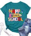 PECHAR Happy Last Day of School Teacher Shirt Women Teaching Gift Shirts Tops End of School Vacation Teachers Blouse Tees