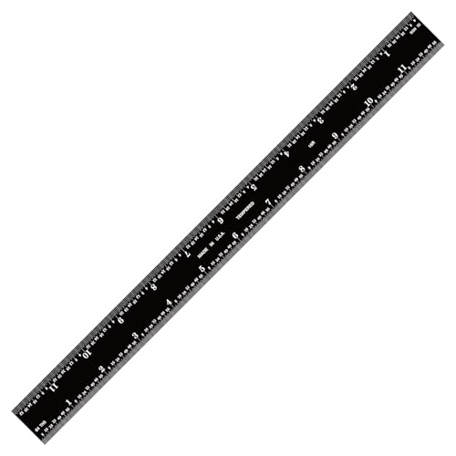 PEC Tools 12-inch Steel Ruler, High-Precision Metal Ruler, Stainless Steel, 16R Graduation (1/32", 1/64", 1/50", 1/100") High Contrast, Easy to Read Machinst Rule for Professionals, Made in USA