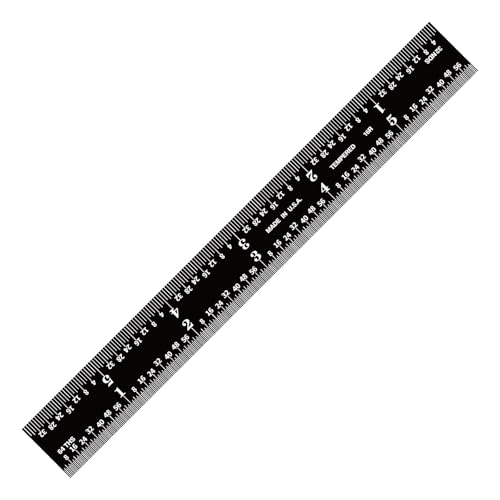 PEC Tools 6-inch Metal Ruler, Stainless Steel with Black Chrome Finish, 16R Graduation (1/32", 1/64", 1/50", 1/100") High-Precision, High Wear Resistance, High Contrast, Machinist Rule, Made in USA