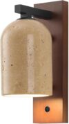 PeiyuLight Japanese Wall Sconce Switch, Natural Yellow Travertine & Wood Base Wall Light, Mid-Century Farmhouse Lighting for Dining Room, Living Room, Bedroom, Hallway