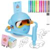 Peledic Drawing Robot Toy for Kids with 100 Word Cards & 12 Color Pens, Voice Interactive Educational Drawing Machine, Montessori Painting Toys for 3 4 5 6 7 8 Year Old Boys Girls Easter Gifts (Blue)
