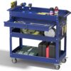 Pelnuies 3 Tray Rolling Tool Cart with Drawers, 400 LBS Capacity Mechanic Tool Cart on Wheels, Heavy Duty Utility Cart with Pegboard, Metal Work Cart for Garage and Repair Shop, Blue