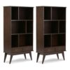 Pemberly Row 35" 6-Shelf Bookcase Set of 2 in Medium Auburn Brown