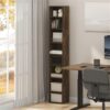 Pemberly Row 8 Tier Bookshelf, Amber Pine Finish, 71 in Tall, Engineered Wood, Slim Open Shelves for Books, Decor, and Small Items, Compact Vertical Storage for Living Room or Home Office