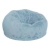 Pemberly Row Oversized Furry Bean Bag Chair, 42"W x 42"D x 19"H, Teal Cotton Twill Upholstery, Refillable Polystyrene Beads, Portable Lightweight Design, Machine Washable Slipcover, Seating for All