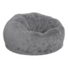 Pemberly Row Oversized Gray Furry Bean Bag Chair, 42"x42"x19", Cotton Twill Upholstery, Lightweight Refillable Polyester Beads, Machine Washable Slipcover, Modern Floor Seating for All Ages