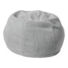 Pemberly Row Small Faux Sherpa Bean Bag Chair, Gray Cover, 30"x30"x18", Lightweight Refillable Polystyrene Bead Fill, Removable Washable Slipcover, Kids and Teens Floor Seating, Portable Lounge Chair
